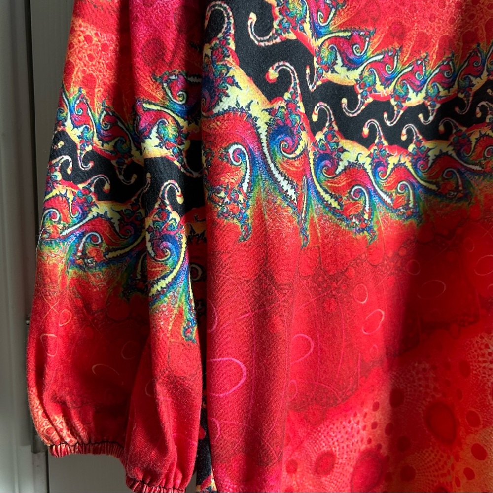 fractal art psychedelic v neck indie boho blouse - Picture 4 of 7
